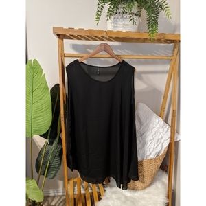 NWOT asymmetrical black chiffon tank